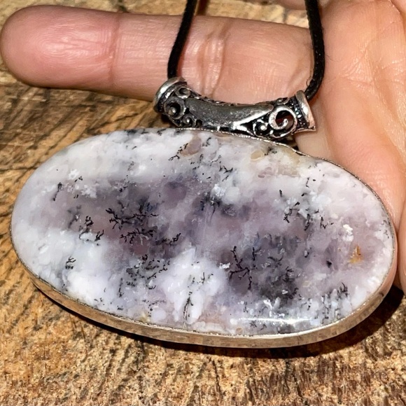 Large Sideways Dendritic Agate Pendant 1 1/2”x 2 1/2” - Picture 5 of 12